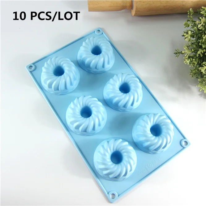 

10PCS/LOT DIY Cake Mold For Baking Silicone 6 Cavity 3d Cake Decorating Bakeware For Chiffon Mousse Pastry Dessert Moulds