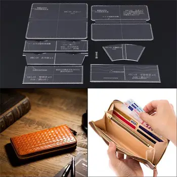 

1Set Acrylic Stencil Template DIY leather zipper wallet pvc template leather craft sewing pattern accessories 10*21*2cm