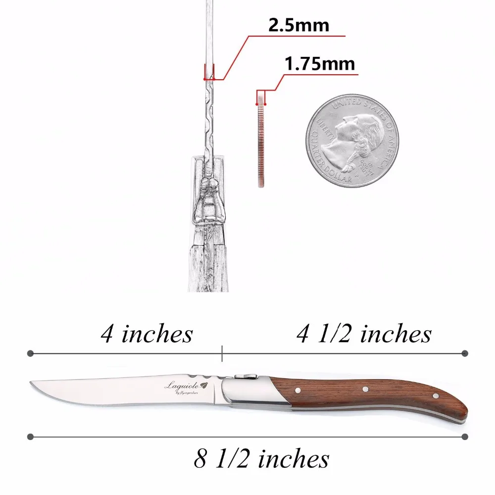 6/8/10 шт. стейк Ножи стиль Laguiole столовых ножей набор из нержавеющей стали, Ножи оливкового дерева ручккие посуды рождественские столовые приборы