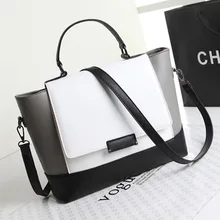 New Motorcycle Black White Women PU Leather Shoulder Bag Handbags Ladies Messenger Bags Elegant Shoulder Bags Totes