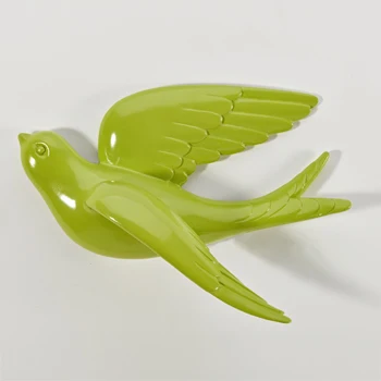 Настенные наклейки Ласточка домашний Декор Гостиная Спальня 3d декоративные наклейки на стену украшения Смола фигурка птицы статуя на стену - Цвет: Green Large 1