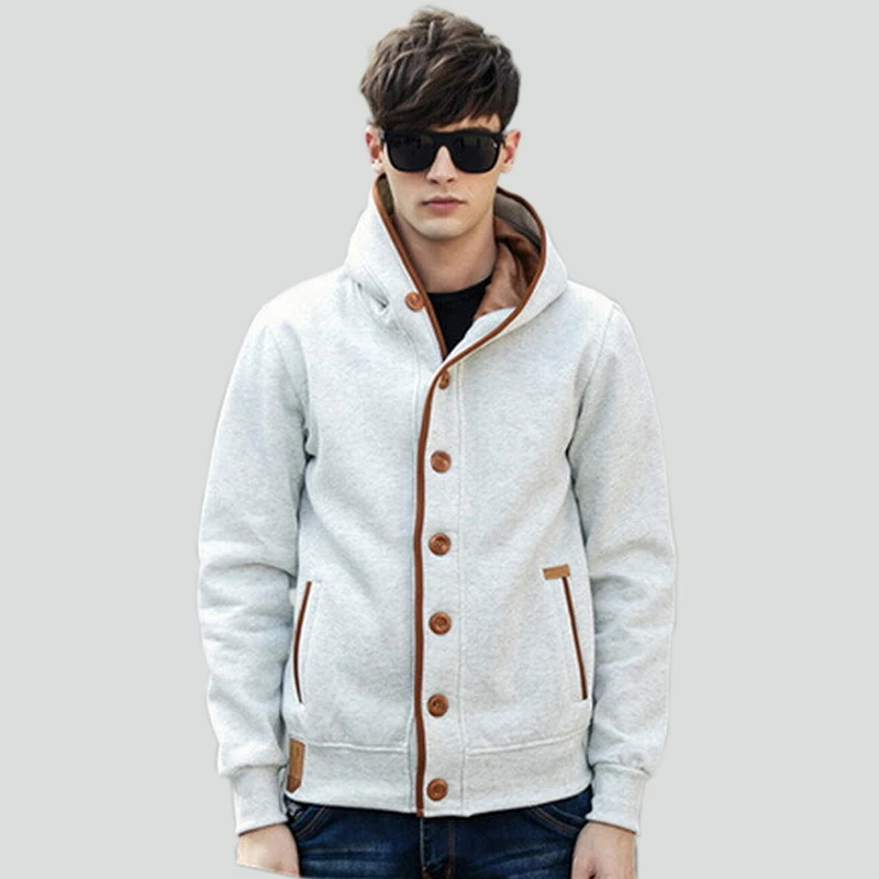 British 2015 Autumn Winter Fashion Men Fleece Elbow Patch