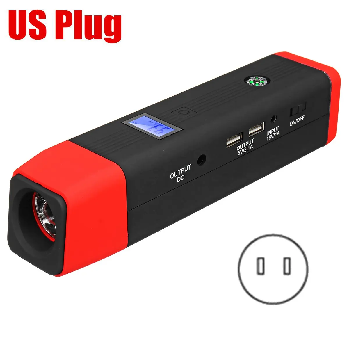 Многофункциональное пусковое устройство 99800mAh 12V 2USB 500A, портативное автомобильное зарядное устройство, пусковое устройство - Цвет: Red Black US Plug