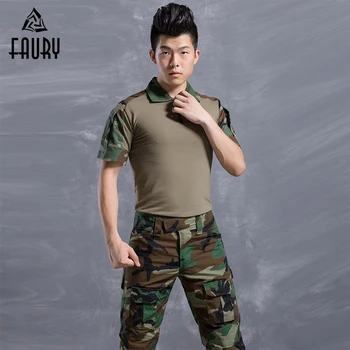 

Military Uniform Camouflage Suit Clothing Men Army Uniforme Militar US Tactical Combat T-shirt + Pants Army Suit