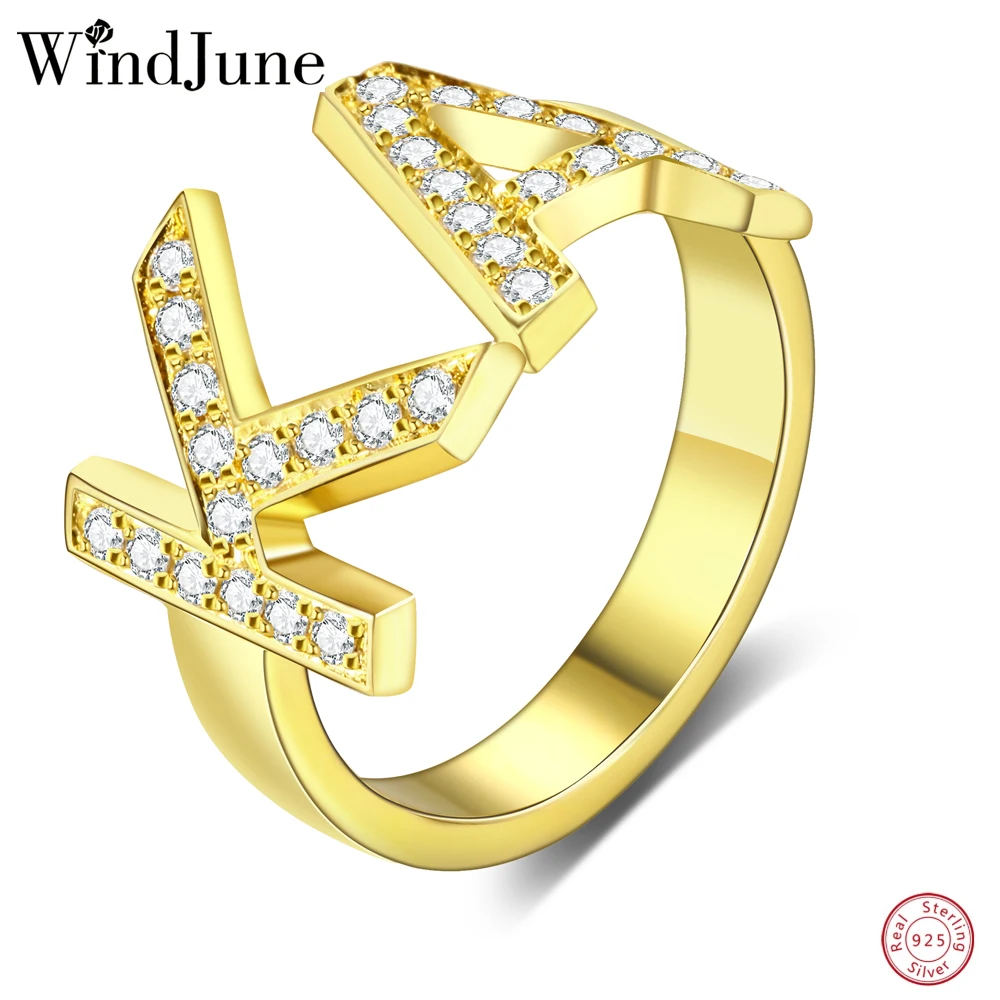 WindJune 925 Sterling Silver Custom Name Rings Women Engagement Ring Crystal Personalized Rings Jewelry Gift Dropshipping