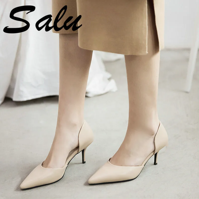 

Salu Fashion Women Genuine Leather Shoes Bohemia Slip-on Sandals Summer Women Casual Shoes Woman