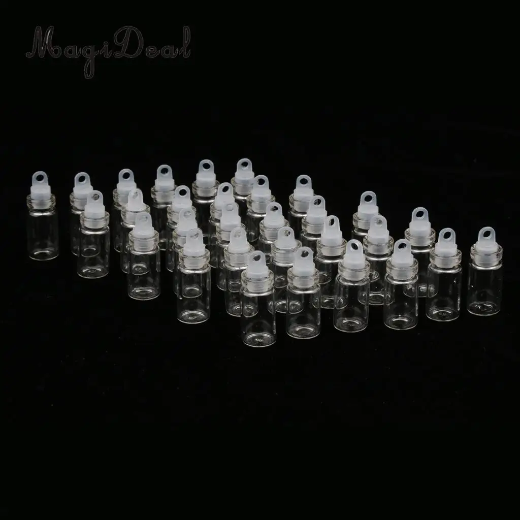 30 Pieces Mini Clear Glass Jars Essential Oil DIY Pendant Decoration Wishing Lucky Bottle - 1/2ml