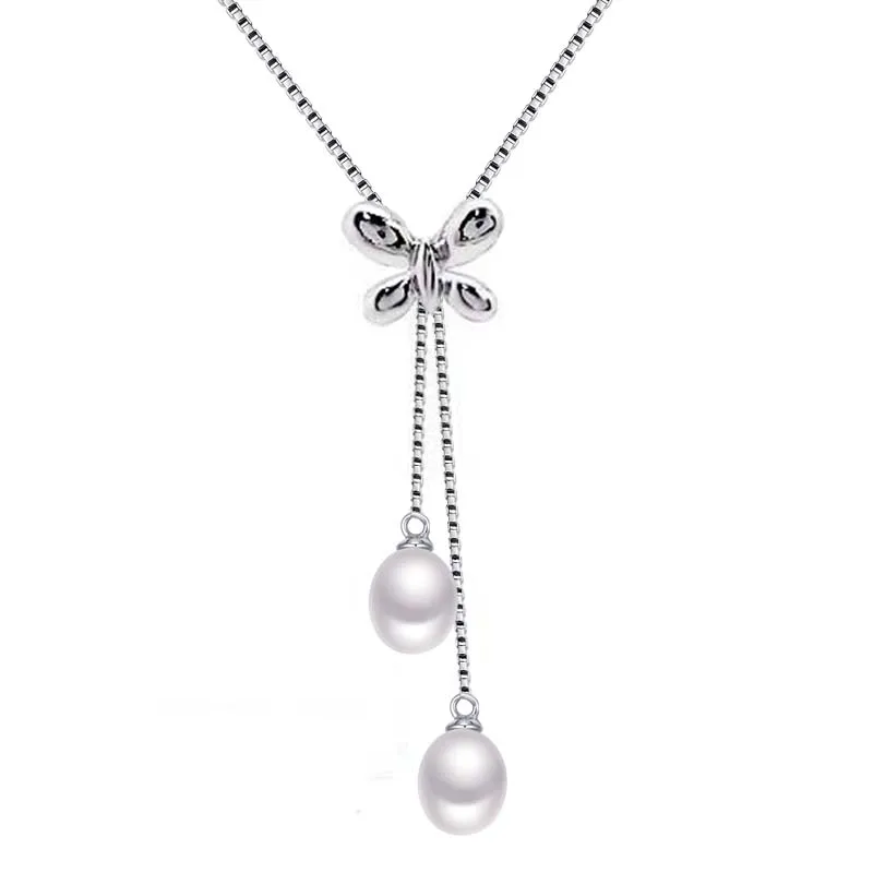 sterling silver pearl pendant necklace for women XL027075 (2)