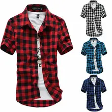 Nuevas camisas de manga corta de hombre a cuadros Botón-abajo verano Casual Tops Tee hombre Rugby camisetas clásicas ropa caliente m-3XL