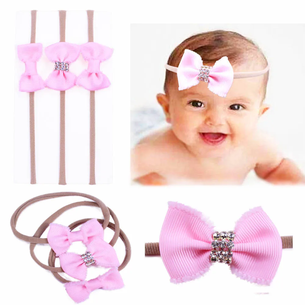 Baby Girl Nylon Headband With Bows Newborn Elastic Ring Headband Multi