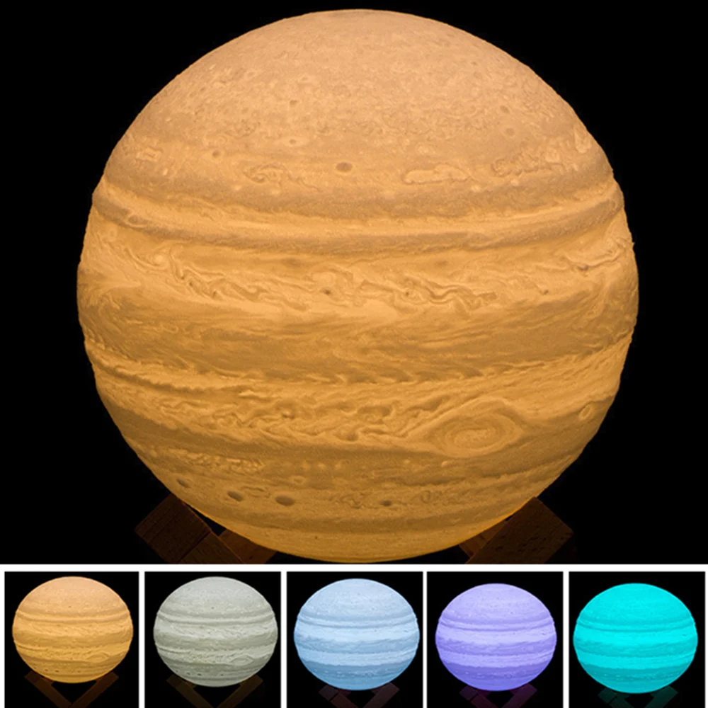 Jupiter LED Lamp 3D Printing Lamp Night Light Dimmable Touch & Remote Control USB Recharged with