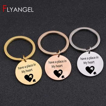 

Creative Stainless steel Keyring Stamped Puzzle Heart Key Holder Have A Place In My Heart Lovers Girlfriend Gift Cute Bag Charm