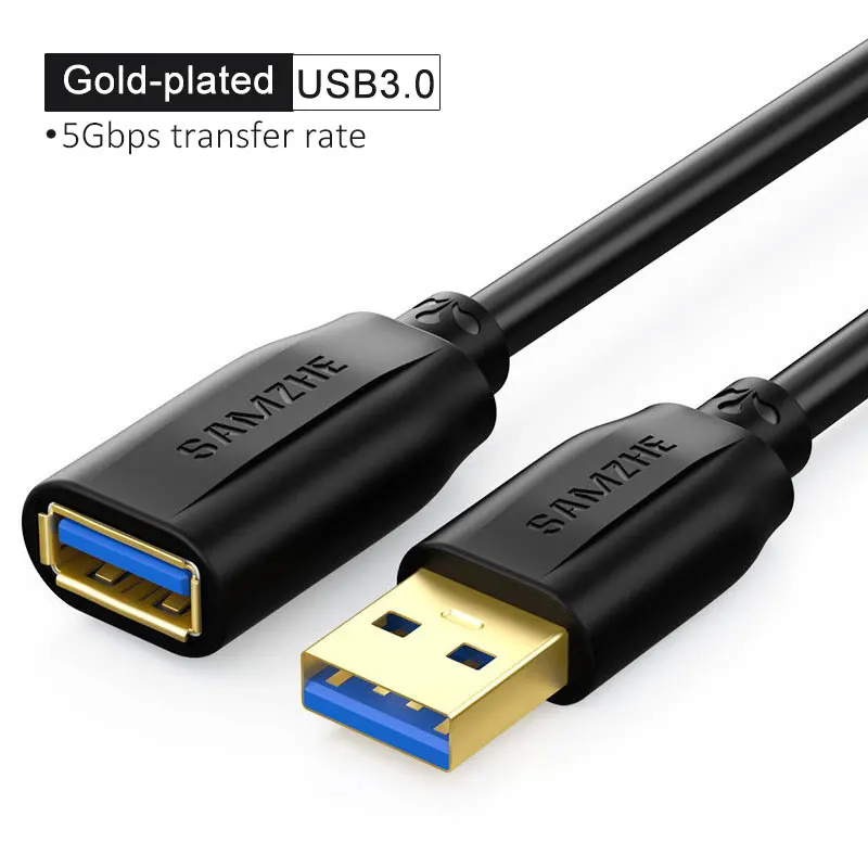 SAMZHE удлинитель USB 3,0/2,0 плоский Удлинительный Кабель AM/AF 0,5 m/1 m/1,5 m/2 m/3 m для PC tv PS4 компьютерный удлинитель для ноутбука - Цвет: New Black 3.0