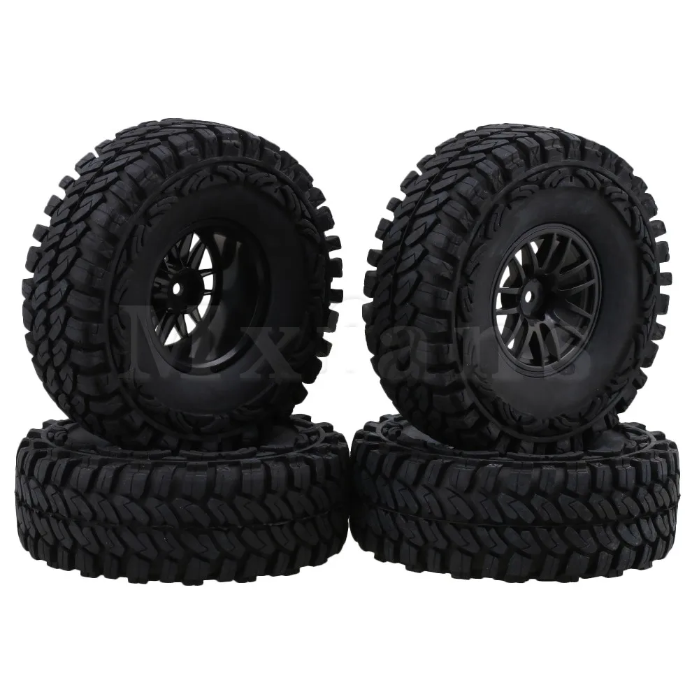 Mxfans Black Rubber Climb Tire with 1 9 14 Spoke Plastic Wheel Rim for RC 1
