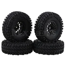 Mxfans Black Rubber Climb Tire with 1 9 14 Spoke Plastic Wheel Rim for RC 1