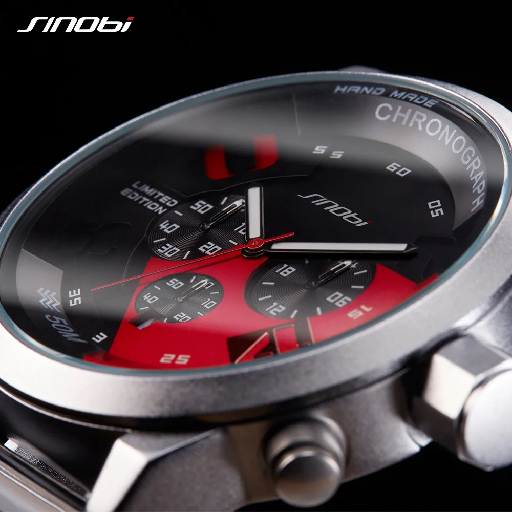 SINOBI часы для мужчин Sportwatch Relogio Masculino кварцевые силиконовый ремешок большой