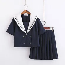 Японская школьная форма с вышивкой Кита для девочек, топ с короткими/длинными рукавами+ короткая/длинная юбка, одежда для студентов в морском стиле