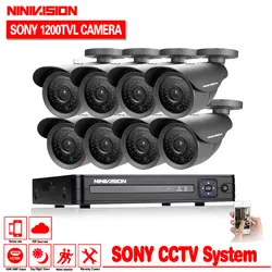 NINIVISION HD 1200TVL Камера системах видеонаблюдения 8ch 1080N видеонаблюдения DVR HVR NVR система безопасности Камера система с hdmi 1080 P без HDD