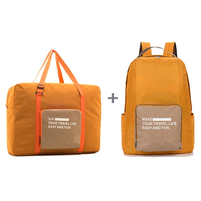 Набор сумок для мужчин, дорожные сумки, водонепроницаемая нейлоновая складная сумка для ноутбука, вместительная сумка для багажа wo, мужские сумки, портативный рюкзак - Цвет: orange