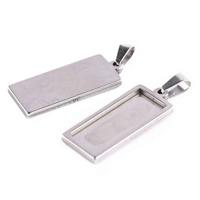 

shukaki 5pcs fit 10x25mm rectangle stainless steel cabochon base diy blank pendant tray settings diy bezels for necklace making