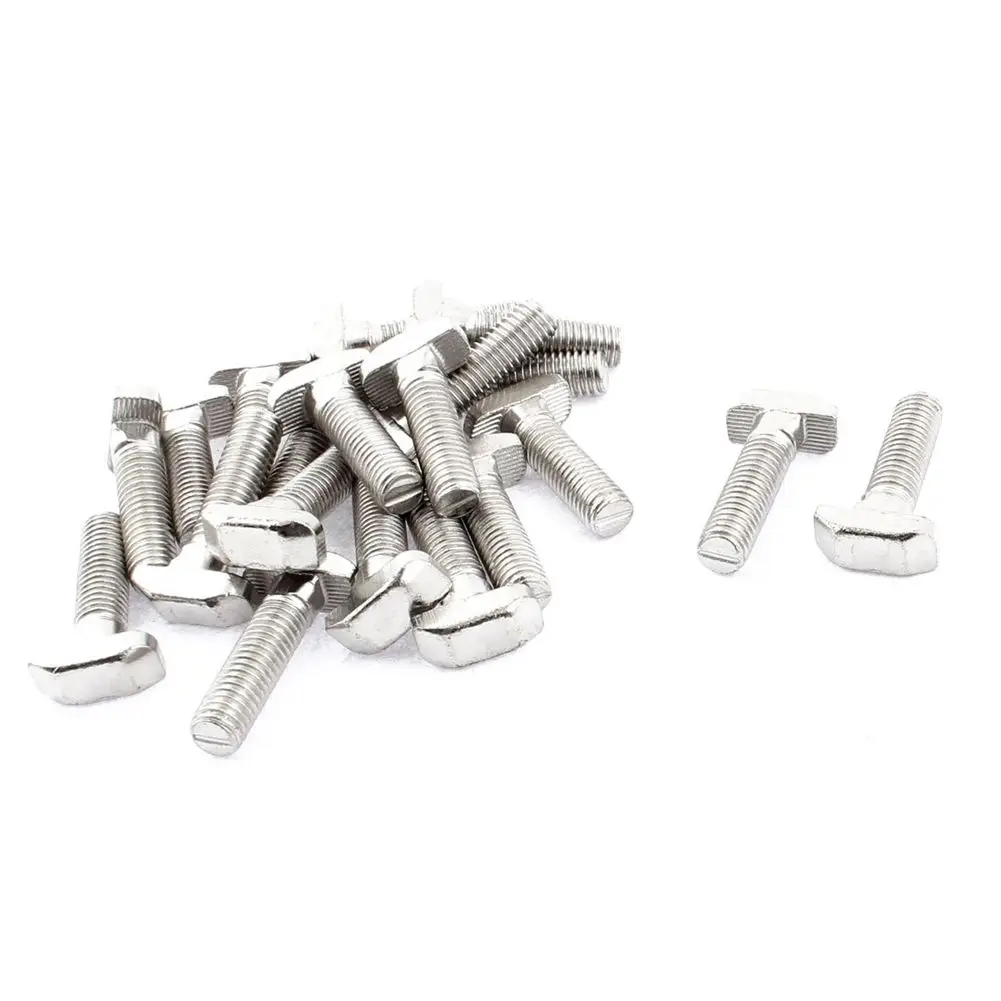 

M8 Thread 30mm Length T Slot Drop-in Stud Bolt Screw 20pcs Silver Tone