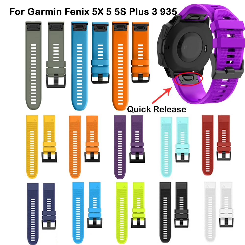 20 22 26 мм быстросъемный ремешок QuickFit для Garmin Fenix 6X6 6S 5 5X 5S Plus 3 часа силиконовый ремешок для Forerunner 945 935 ремешок для часов