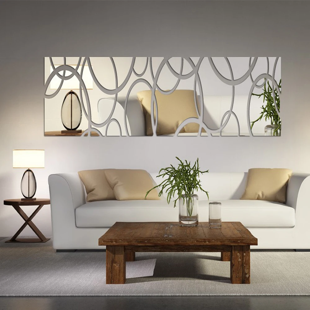 

Acrylic Mirror Wall Sticker Art DIY Self-adhesive Mirror Stickers Living Room Dining Room Bedroom Decoration Decals Home Decor