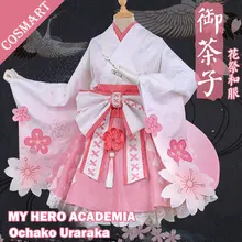 Аниме Boku no MY HERO Academy Uraraka Ochaco, карнавальный костюм, цветочное праздничное кимоно, Униформа, полный комплект, новинка
