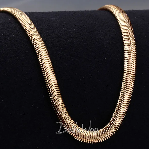 3/6mm Yellow Rose Gold Filled SMOOTH Snake HERRINGBONE FLEXIBLE Chain