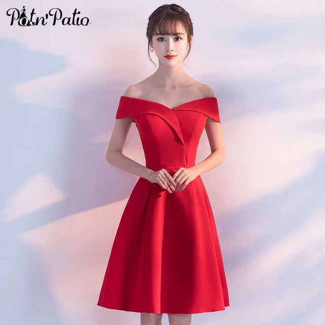 Aliexpress Potn Patio Elegant Off The Shoulder Red Short Potn Patio Elegant Off The Shoulder Red Short Bridesmaid Dresses 2017 Summar Wedding Party