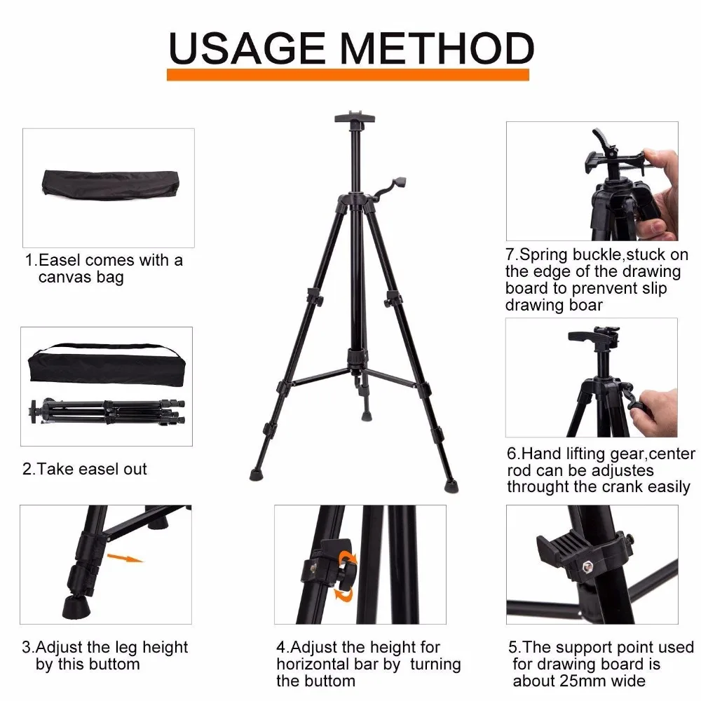 Billige 2020 einstellbare Aluminium Skizze Display Staffelei Stehen Malerei Staffelei für Künstler Kunst Werkzeuge Klapp Staffelei für Kinder