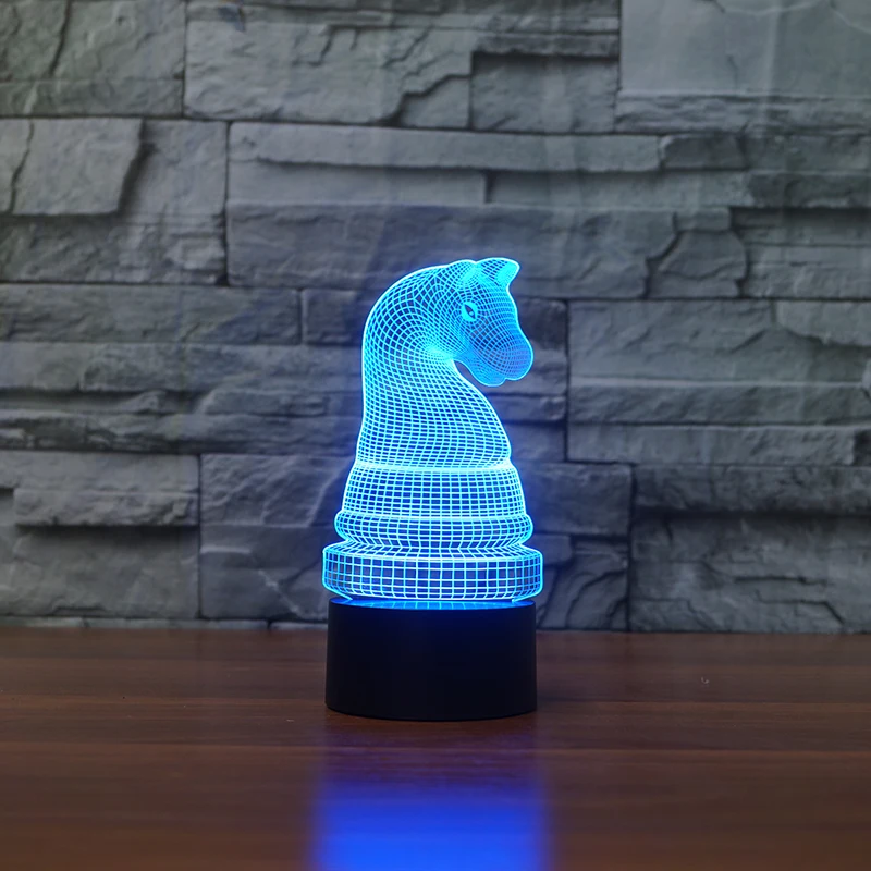 

7 Colors Changing Nightlight 3D Chess Modelling Table Lamp Led Horse Chess Lighting Fixture Bedside Lighting Bedroom Decor Gifts