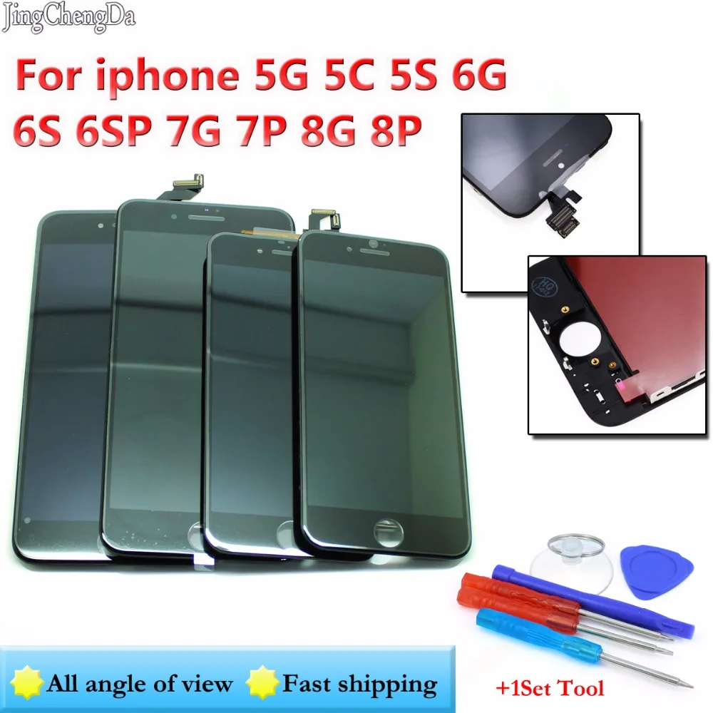 

JCD No Dead Pixel LCD Screen For iPhone 7G 7P 8G 8Plus 6G 6S 5S Display Touch Replacement For iPhone 5 LCD White Black