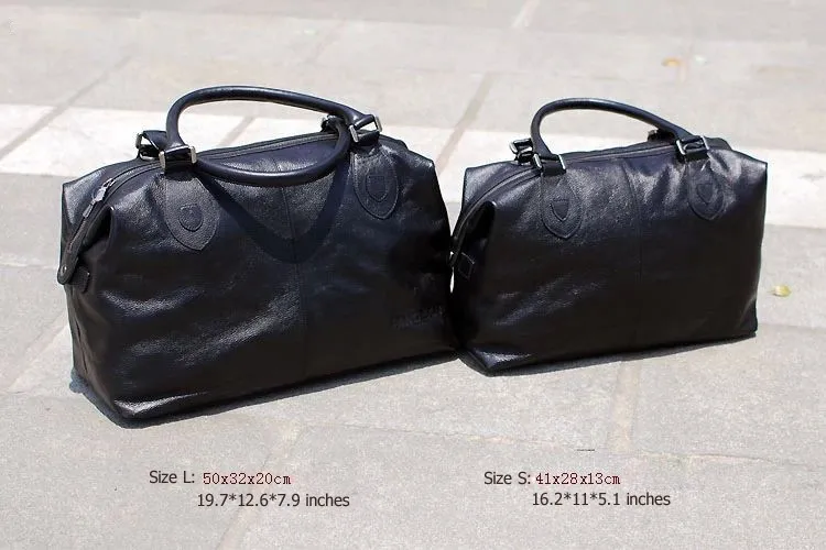 Модная мужская дорожная сумка из натуральной кожи, сумка для ручной клади, мужская кожаная спортивная сумка, сумка на ночь для выходных, большая сумка-тоут, Черная