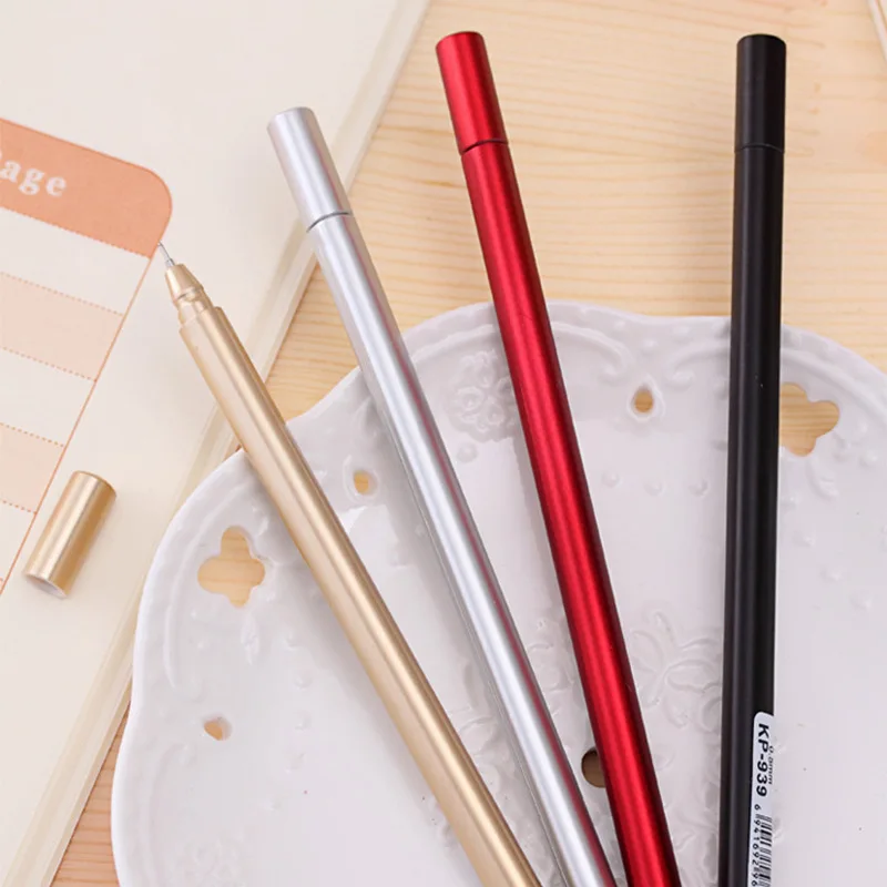 1Pcs New Novelty Candy Color Metallic Slim Thin Gel Pen Ink Marker Pen