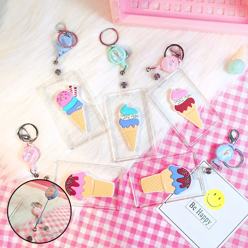 

New cute Card ID Holders Business Credit Card Holder Bank Case Women Credit Card Cover Cute Ice Cream Student key Bag Wallet