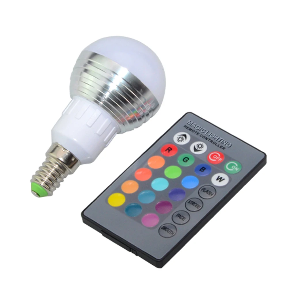 С регулируемой яркостью волшебный светодиодный RGB лампа E27 5 Вт 7 Вт AC85V-265V Soptlight ночник+ ИК-контроллер, E14 RGB Светодиодный прожектор для праздничного декора