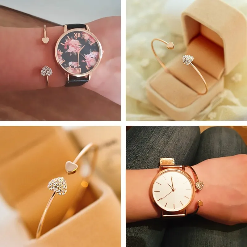 2019-Hot-New-Fashion-Adjustable-Crystal-Double-Heart-Bow-Bilezik-Cuff-Opening-Bracelet-Women-Jewelry-Gift (3)