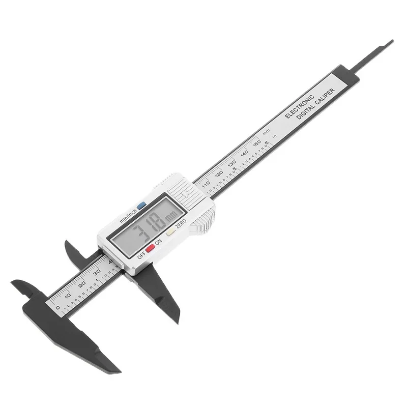 Negro 4 pulgadas LCD Digital Micr/ómetro electr/ónico de calibre de vernier de fibra de carbono de 100 mm Limita