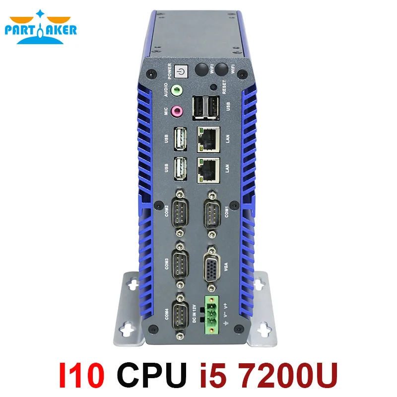 Безвентиляторный промышленный компьютер parcing DDR4 мини ПК с Intel Core i5 7200u 4 * COM 2 LAN USB3.0