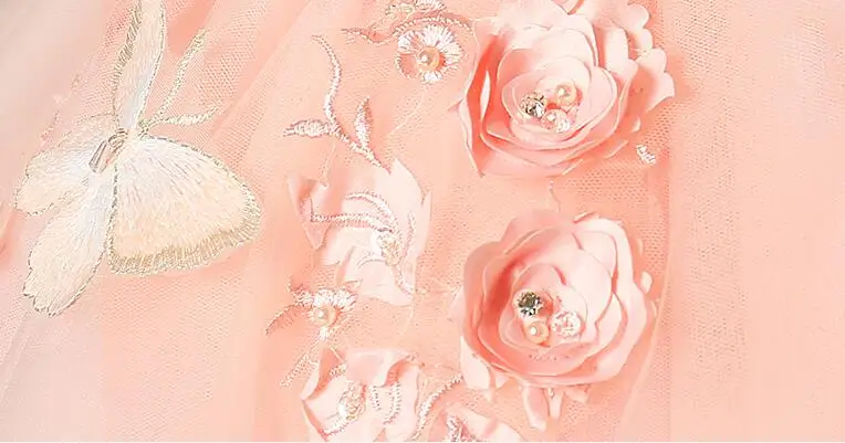 Элегантное розовое кружевное Пышное Платье Для Девочек Платья с цветочным узором для девочек на свадьбу, вечерние платья принцессы для первого причастия