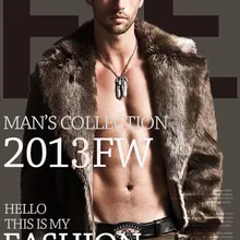 Мужское Брендовое модное приталенное пальто средней длины из экологически чистого меха утолщенное осеннее и зимнее меховое пальто/S-XXL