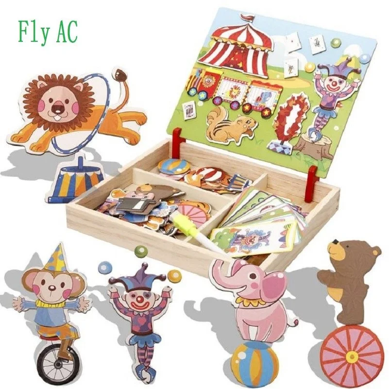 Fly AC деревянные развивающие игрушки Магнитный арт мольберт самолет и цирк головоломка игрушки для детей подарок