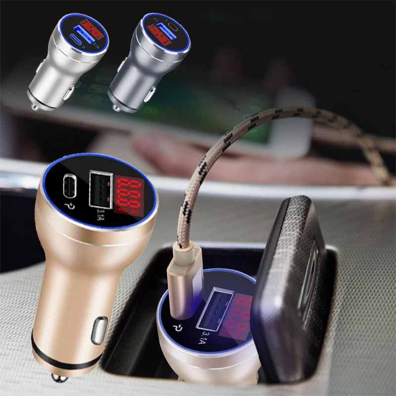VEHEMO usb type-C QC3.0 Автомобильное устройство для быстрой зарядки автомобильное зарядное устройство Быстрая зарядка MP3 Быстрая зарядка портативный автомобильный адаптер зарядного устройства