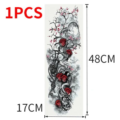 Временные татуировки наклейки для мужчин флэш-тату тело рука поддельная Татуировка рукав водонепроницаемые наклейки череп цветок металлик татуировки - Цвет: style 15-1pcs