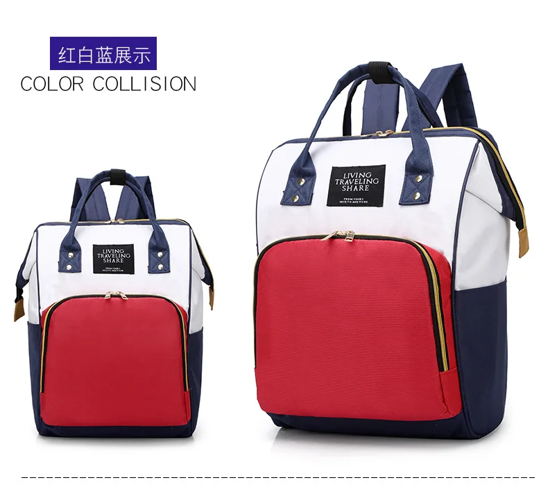 Модная сумка для мам, подгузник, Большая вместительная сумка для подгузников, рюкзак для путешествий, сумка для ухода за ребенком, женская модная сумка, большая - Цвет: Red White Blue