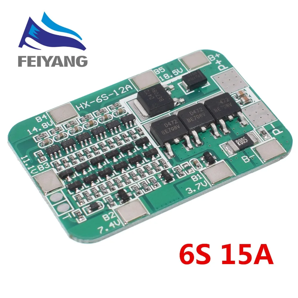 6S 15A 24V PCB плата защиты BMS для 6 шт 18650 литий-ионная литиевая Батарея солнечных