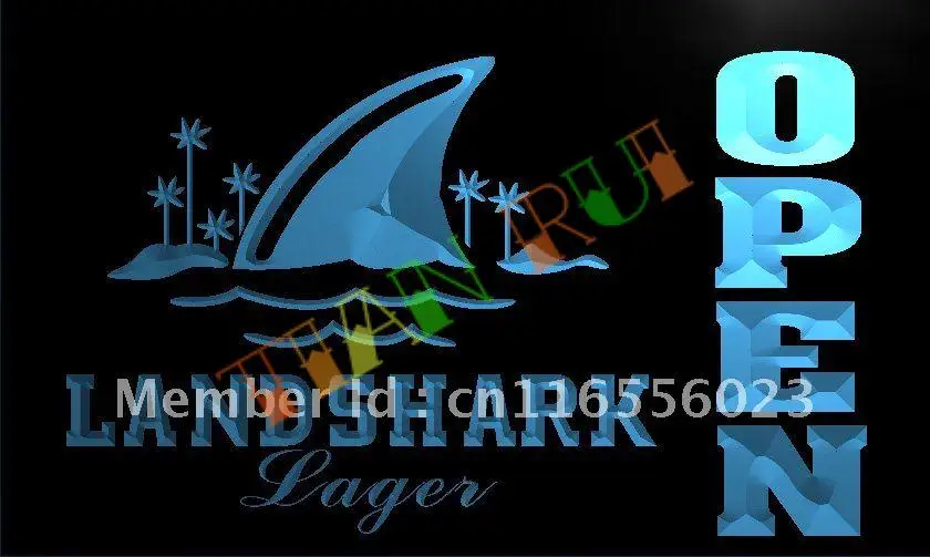 La082 Landshark Lager Beer Open Bar Led Neon Light Sign In Plaques