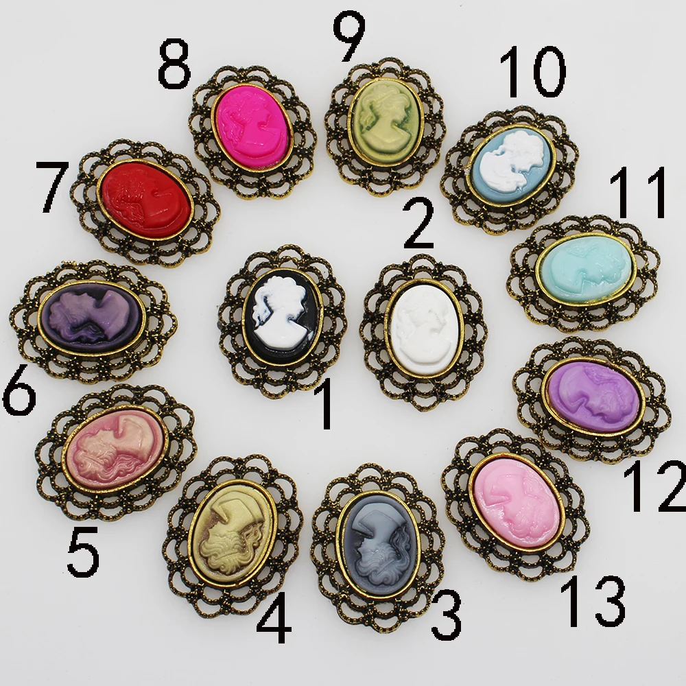 

Fashion 10pc Ancient bronze color charm beauty avatar resin wedding buttons clothing botones decorativos DIY craft supplies