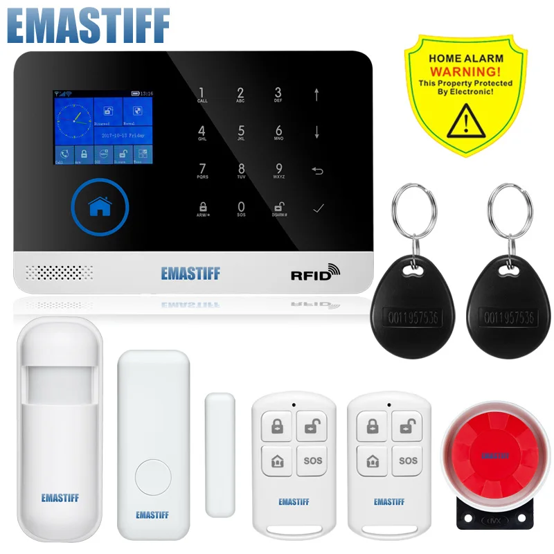 DHL Free Shipping English Russian Spanish French Voice Wireless GSM Alarm System Home Security Alarm Systems